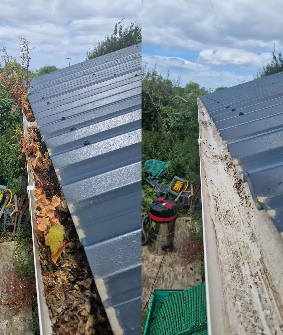 Gutter clearance before and after