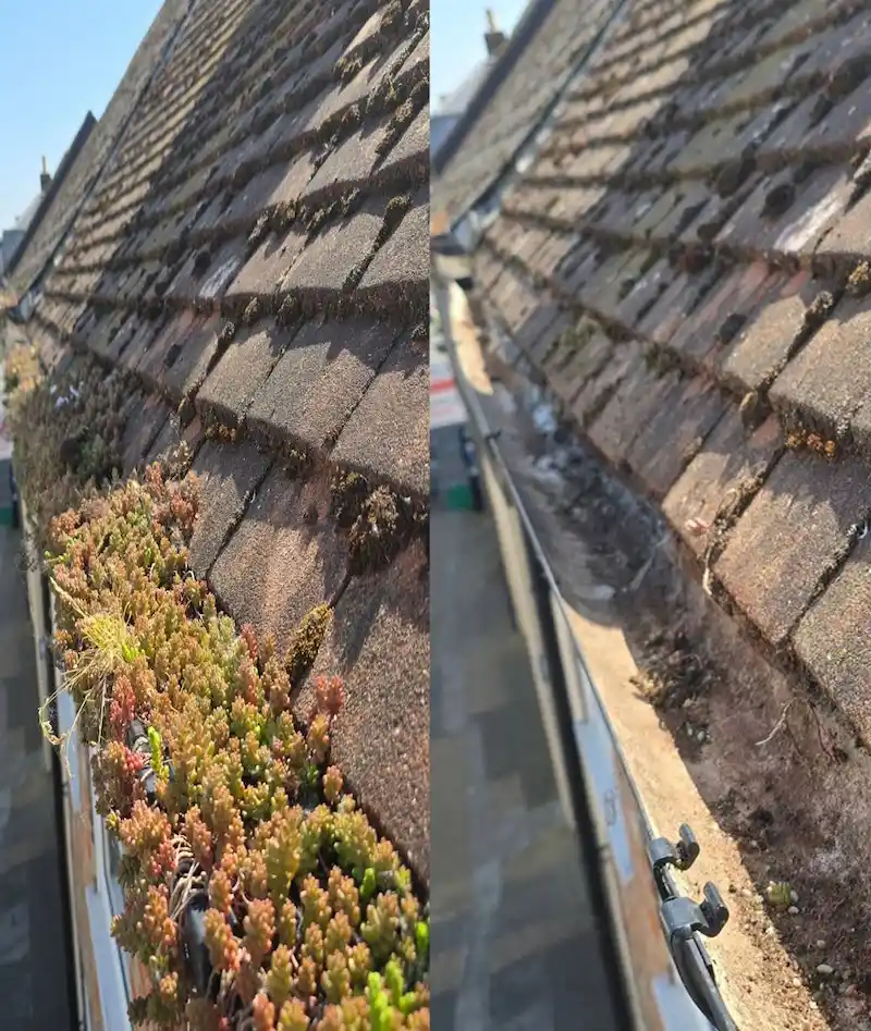 High level gutter clearance before and after